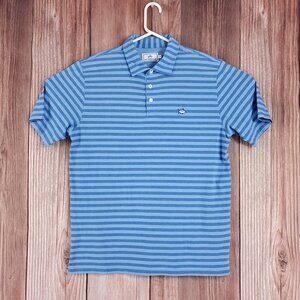 Southern Tide Mens Size Medium Blue Striped SS Polo Shirt Pima Cotton Blend